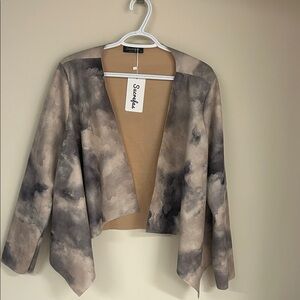 Elegant Tan and Gray Women's Blazer